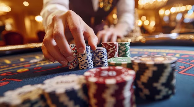 Close-up of American Roulette betting felt with number grid and inside/outside bet zones